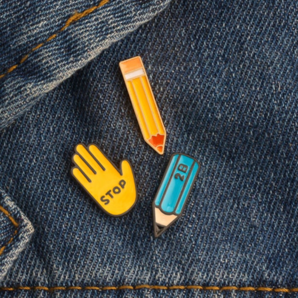 NEW - 3 PIECE THICK ENAMEL PIN SET BADGE JEWELRY